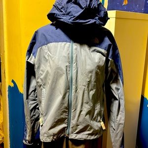 North face light blue rain coat shell light weight